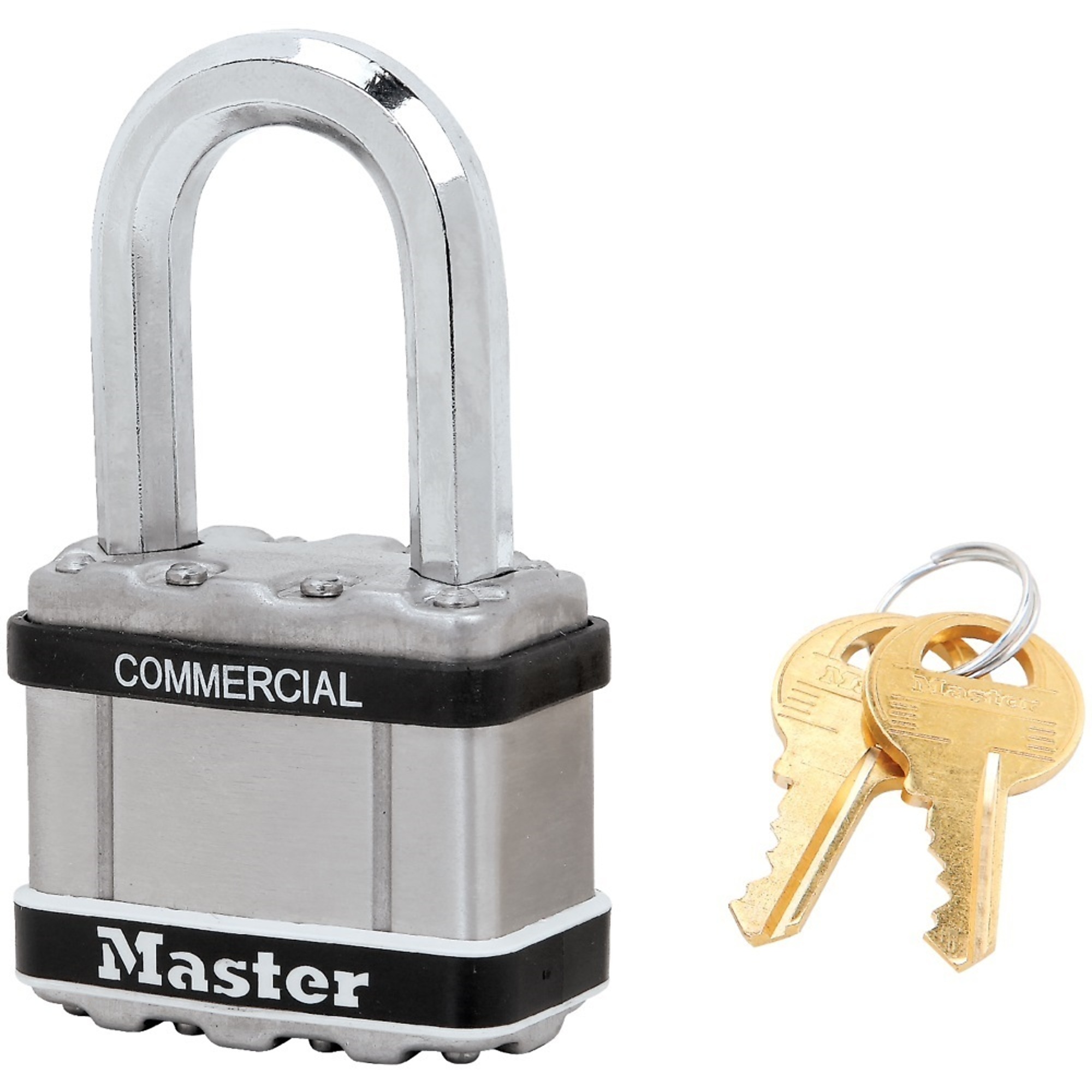 Master Lock Padlock Magnum Heavy Duty 2" x 3/8" Diameter x 1-1/2", Steel, with Key, 1 Pack M5XKADLFCCSEN
